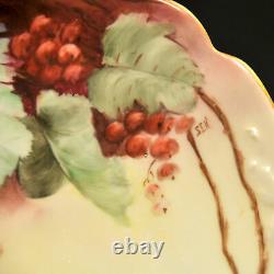Limoges B&Co. Bernardaud Cake Plate Hand Painted SEK Gooseberries Gold 1900-1914