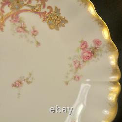 Limoges B&H Blakeman & Henderson 12 1/4 Plate HandPainted Pink withGold 1896-1900