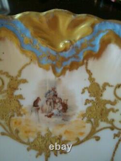 Limoges B&h 12 Hand Painted Plate Tray Charger Courtship Scenes, Roses, Gold