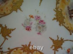 Limoges B&h 12 Hand Painted Plate Tray Charger Courtship Scenes, Roses, Gold