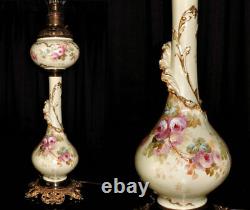 Limoges Banquet Lamp Signed Hand Painted Working Antique New Rochester Burner