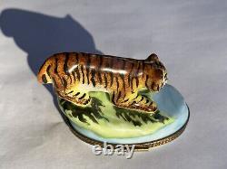 Limoges Bengal Tiger Safari Trinket Box France Hand Painted