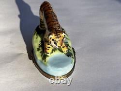 Limoges Bengal Tiger Safari Trinket Box France Hand Painted