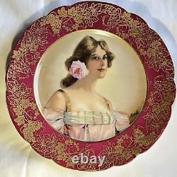Limoges CA France Portrait Plate Hand Painted And Signed MUVILLE. Very Nice