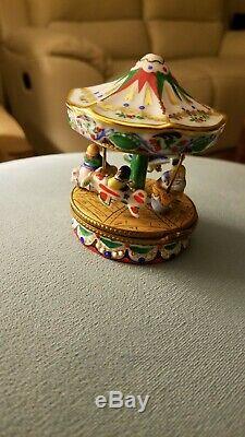 Limoges Carousel or Merry-go-round Trinket Box Handpainted France Porcelain