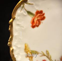 Limoges Coiffe 4 B&B Plates T&V #6326 Carnations withGold 1892-1907 Hand Painted
