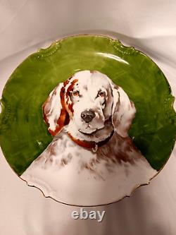 Limoges Coronet English Setter Hunting Dog Plate. Hand painted and signed 10