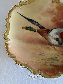 Limoges Coronet France Hand Painted Charger Plate Duck Goose Signed Fredy