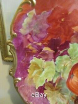 Limoges Coronet France Handpainted Charger Plate Fruit Signed Duval 16
