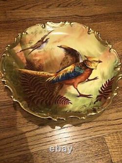 Limoges Coronet France Handpainted Charger Plate Signed A. Broussillon