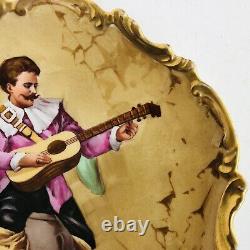 Limoges Coronet France Man Playing Mandolin Signed Hand Painted Plate 10 1/4