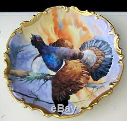 Limoges Coronet Plate Hand Painted Game Bird Signed Duval France