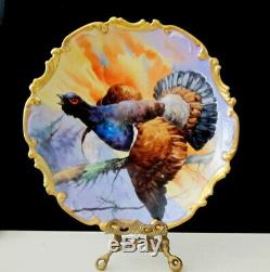 Limoges Coronet Plate Hand Painted Game Bird Signed Duval France