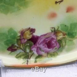 Limoges Coronet Rancon Large Roses Vanity Trinket Tray Dish Plate Hand Painted