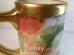 Limoges Cup With Handle Hand Painted Free Shipping Antique France Signed