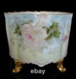 Limoges Delinieres & Co Hand Painted by Sherratt French Porcelain Cache Pot Vase