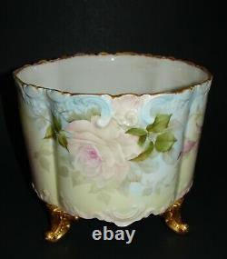 Limoges Delinieres & Co Hand Painted by Sherratt French Porcelain Cache Pot Vase