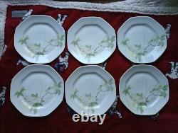 Limoges Elite France Hand Painted Set Of 6 Dinner Luncheon Plate Vintage 1960's