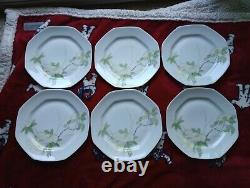 Limoges Elite France Hand Painted Set Of 6 Dinner Luncheon Plate Vintage 1960's