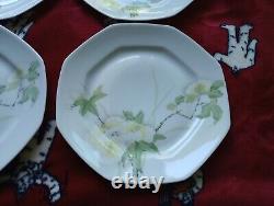 Limoges Elite France Hand Painted Set Of 6 Dinner Luncheon Plate Vintage 1960's