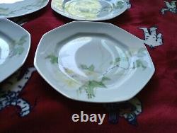 Limoges Elite France Hand Painted Set Of 6 Dinner Luncheon Plate Vintage 1960's