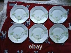 Limoges Elite France Hand Painted Set Of 6 Dinner Luncheon Plate Vintage 1960's