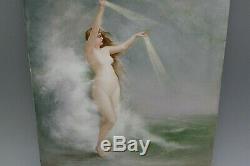 Limoges Elite Hand Painted Antique c. 1899 Nude Woman Artist signed Plaque KPM