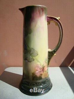 Limoges France 14.5 Hand Painted Grapes Tankard Artist Signed