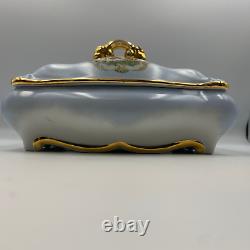 Limoges France Box Hand Painted Veritable Porcelaine Gold Trinket Lidded Jar Box