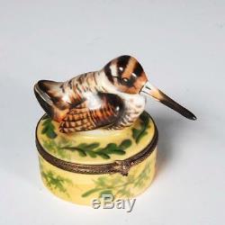 Limoges France Chamart Handpainted Woodcock Long Beaked Bird Trinket Box