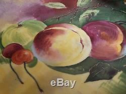 Limoges France Coronet Hand Painted Fruit 10 & 1/4 Charger Wall Plate Signed