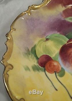 Limoges France Coronet Hand Painted Fruit 10 & 1/4 Charger Wall Plate Signed