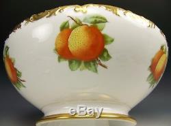 Limoges France Hand Painted Florida Oranges Greenleaf Blossoms 14.25 Punch Bowl