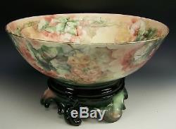 Limoges France Hand Painted Grapes 16 Punch Bowl With Base