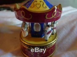 Limoges France Hand Painted Merry-Go-Round Trinket Box. ROCHARD