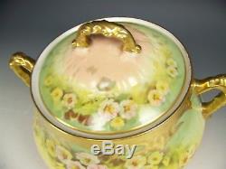 Limoges France Hand Painted Morning Glory Biscuit Cracker Jar Artist J. Marsac