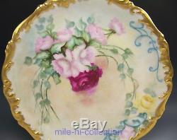 Limoges France Hand Painted Roses 13.5 Charger