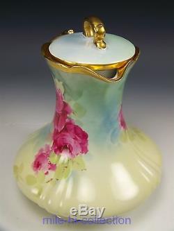 Limoges France Hand Painted Roses Chocolate Pot