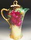 Limoges France Hand Painted Roses Chocolate Pot Gold Handle