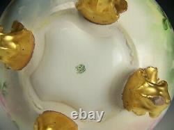 Limoges France Hand Painted Roses Gold Gild Punch Bowl