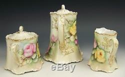 Limoges France Hand Painted Roses Tea Set