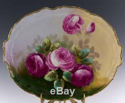Limoges France Hand Painted Roses Tray Plate