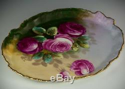 Limoges France Hand Painted Roses Tray Plate