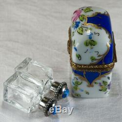 Limoges France Hand Painted Trinket Box Jeweled Perfume Bottles Signed