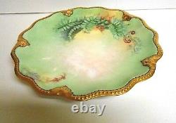 Limoges France Handpainted Fine China Spring Floral Plate LSC Green Gold