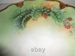 Limoges France Handpainted Fine China Spring Floral Plate LSC Green Gold