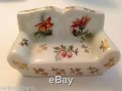 Limoges France Miniature Dollhouse Furniture Doll Set 8 Sofa Bed Chair Piano