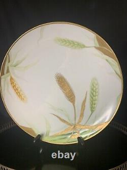 Limoges France Old Abbey Plate Hand Painted 12 Wheat Raised Gold 1908-1913