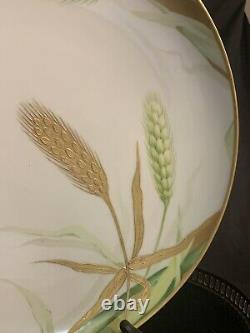 Limoges France Old Abbey Plate Hand Painted 12 Wheat Raised Gold 1908-1913