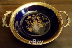 Limoges France Ormolu Gilt Hand Painted Dish Tray Trinket Brass Trim